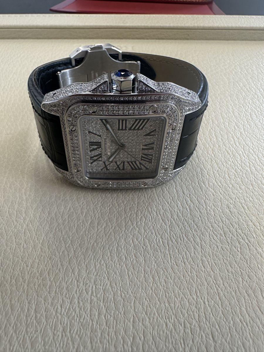 Cartier Orologi: Cartier Santos Iced Out – Usato da Winterthur venduto da senn-ismaili 5