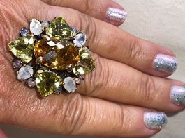 🎁Citrine Peridot Moonstone Opal SS925 14k Gold Vermeil Ring