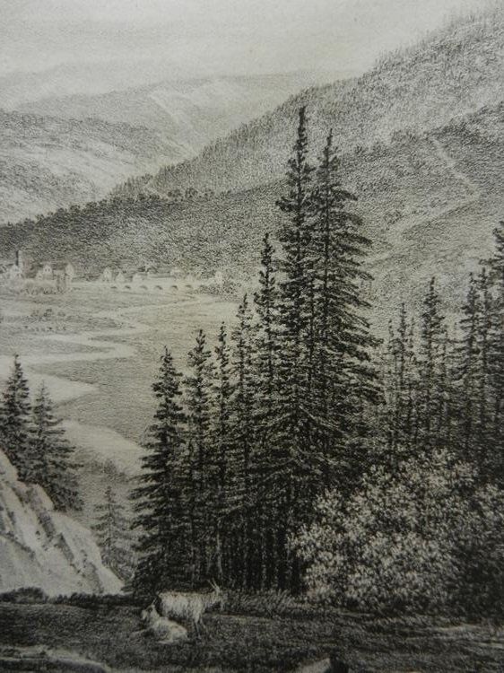 Incisioni: Blick auf Val Orbe Lithographie – Usato da Risch venduto da Antikfee 7