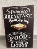 COFFEE ROOM BREAKFAST Blechtafel für Dekoration NEU! Top!