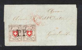 1850 Orts-Post 13II ohne KE im Paar auf FDC !!, Kat.14'000.-