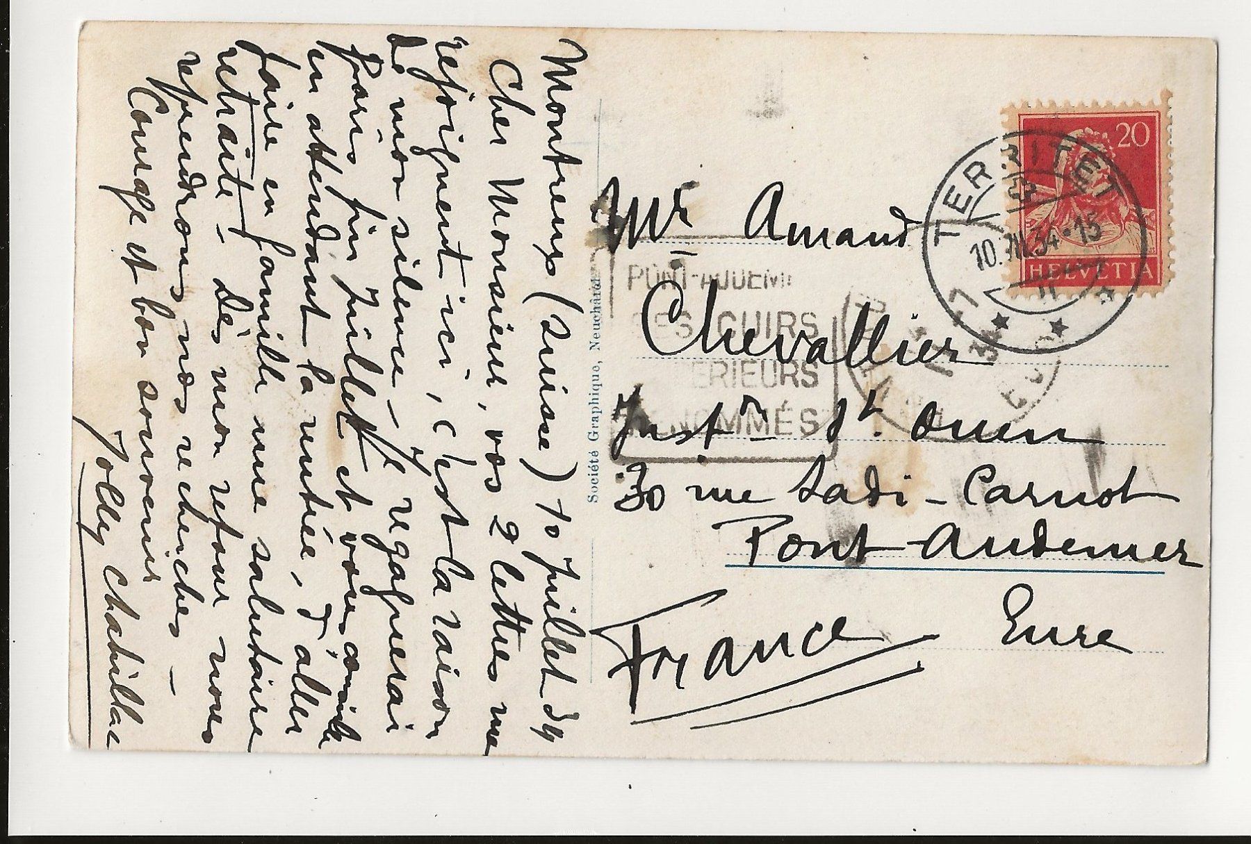 Cartoline postali: AK 1934 Château de Chillon et le Grammont. – Usato da Greifensee venduto da 315WDO 1