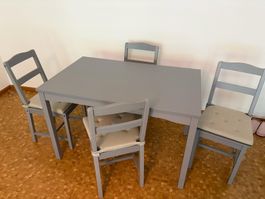 Ikea HAUGA / HAUGA Table and 4 chairs, grey/grey,118x74 cm