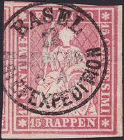 24G (24B4) mit Vollstempel von BASEL +Eckrandstück, LP!