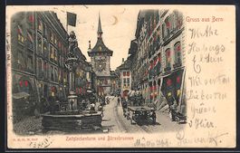 Bern, Zeitglockenturm und Bärenbrunnen,