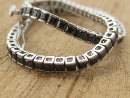 Vintage Tennisarmband Armband Silber 925 schwarze Steine