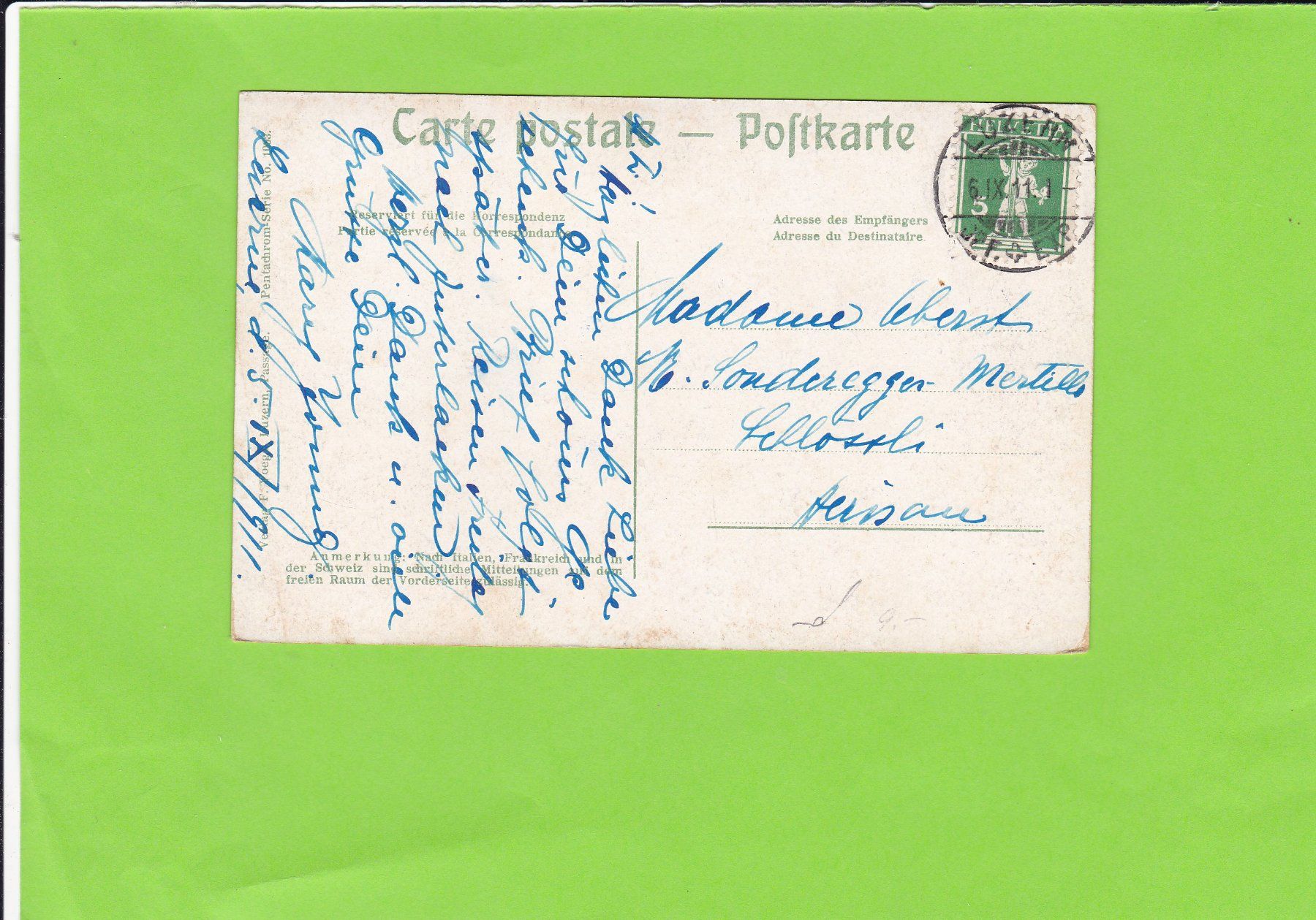 Cartoline postali: Luzern-1911 versendet – Usato da St. Peterzell venduto da neckertal 1
