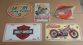 Plaque publictaire Moto, lot de 5 toles