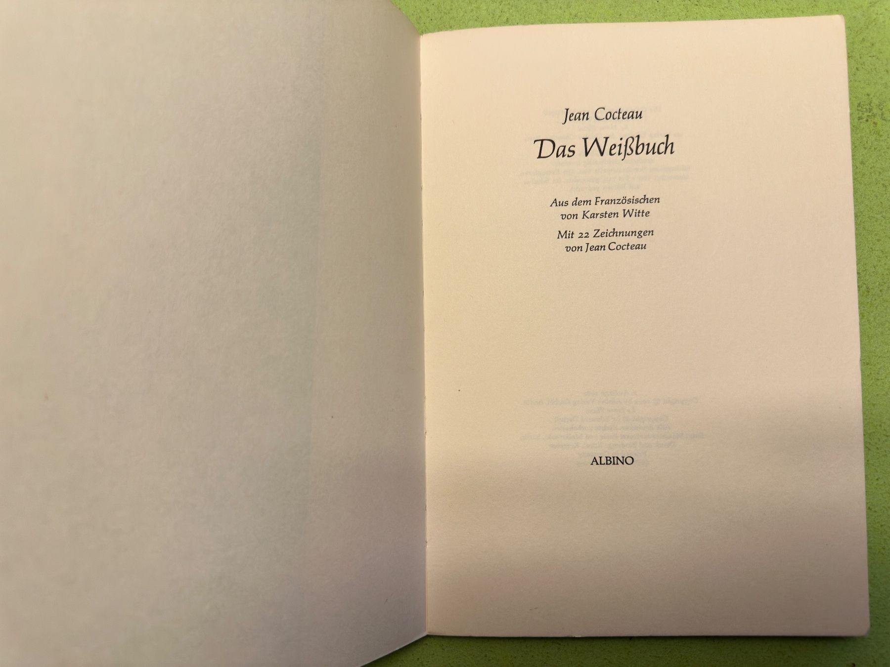 Libri: Jean Cocteau: Das Weissbuch. – Usato da Zürich venduto da allp 1