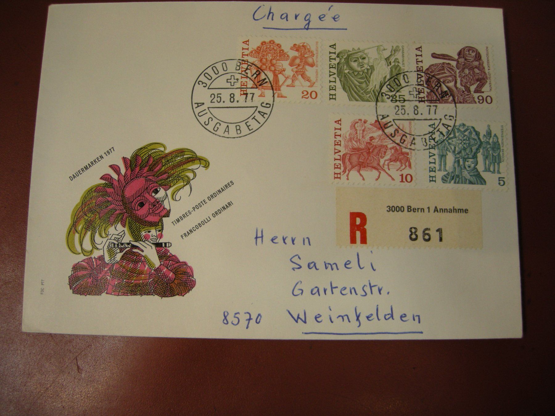 Alle Briefmarken: 1977, BERN  AUSGABETAG, SATZ DAUERMARKEN CHARGEE – Gebraucht aus Eschenbach SG von eDaisy 1