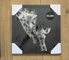 Bild Giraffen Glas Schwarz Neuer Zustand 30x30cm