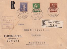 Dreifarbenfrankatur Tell / Tellknabe Nr.175 /153 /157 Zürich