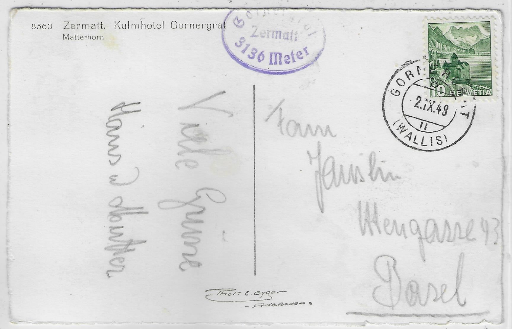 Cartes postales: Zermatt - Kulmhotel Gornergrat – D'occasion à Ettingen par Kartenplanet 1