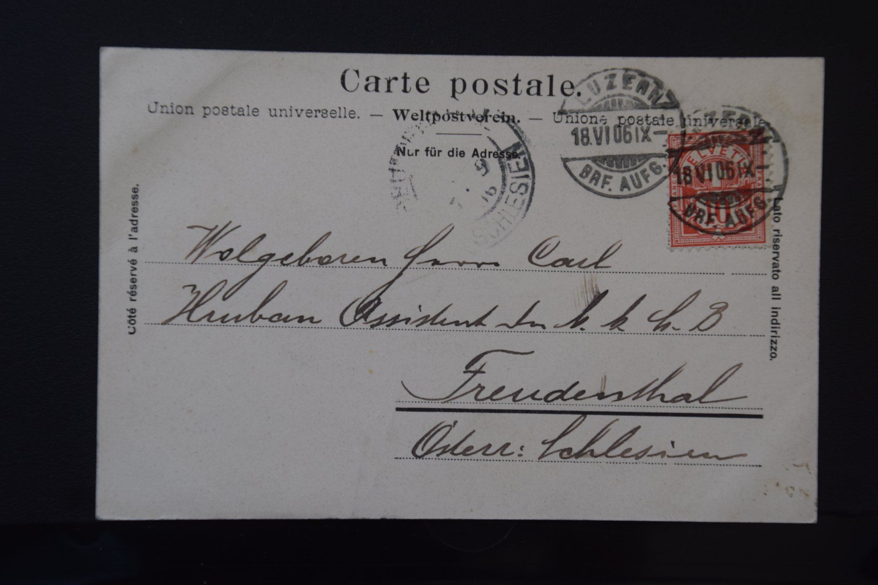 Cartoline postali: AK Luzern, Schweizerhofquai 1906 – Usato da Luzern venduto da CH2018 1