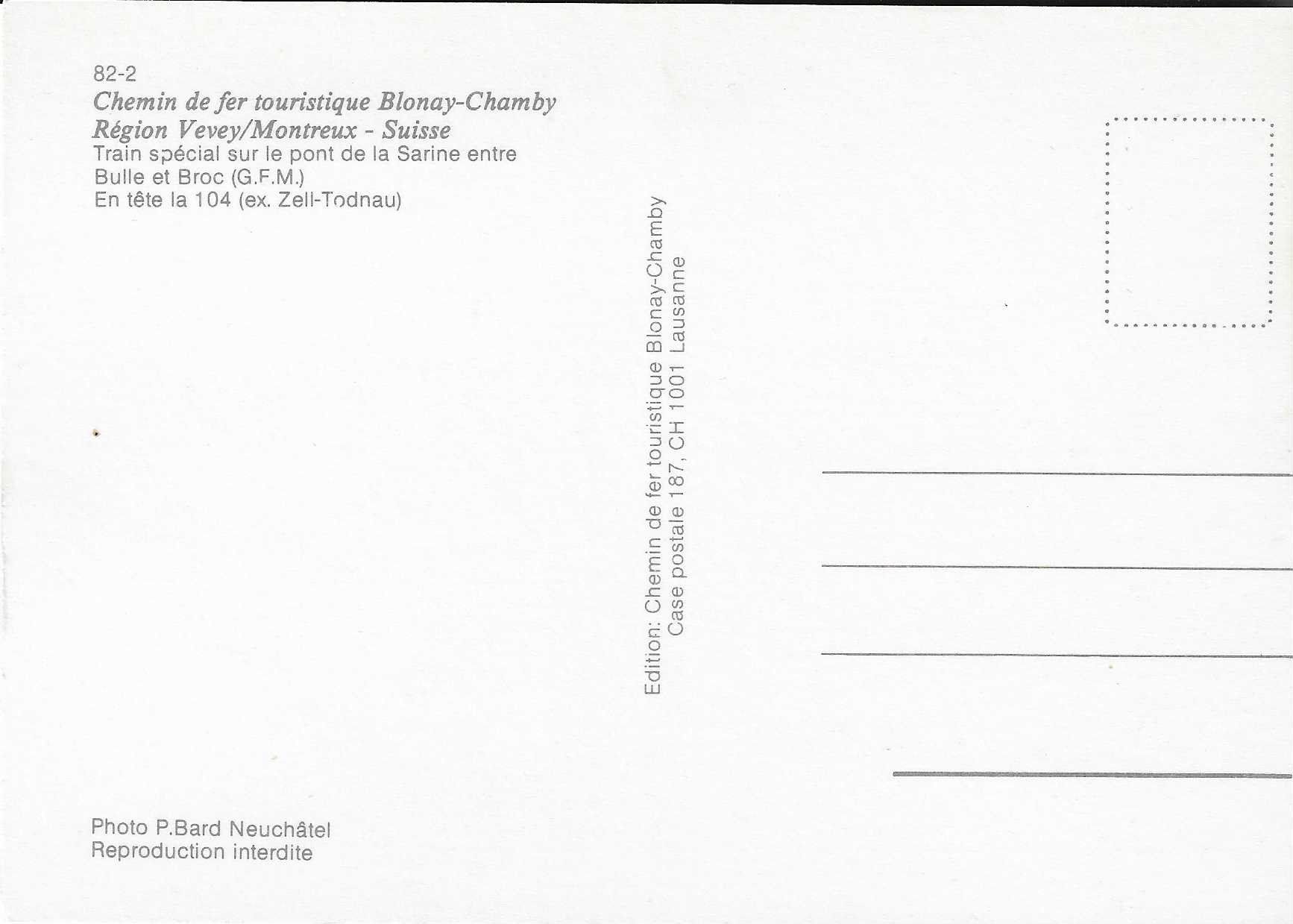 Ansichtskarten: Chemin de fer touristique Blonay-Chamby – Neu (gemäss Beschreibung) aus Rothrist von Stranglehold 1