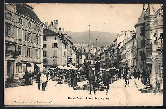 Cartes postales: AK Neuchatel, Place des Halles – D'occasion à Berlin par bartko-reher