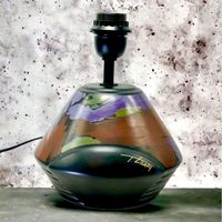 Lampe céramique d'art émaillée polychrome signée T. LANZA