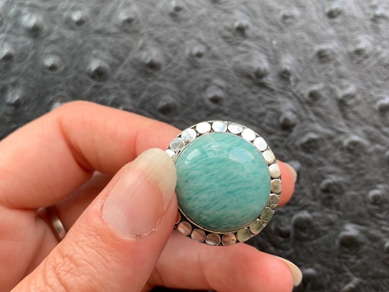 Bagues: Ring Silber mit grossem Amazonit – Neuf (Voir description) à Birsfelden par Exclusivity 1