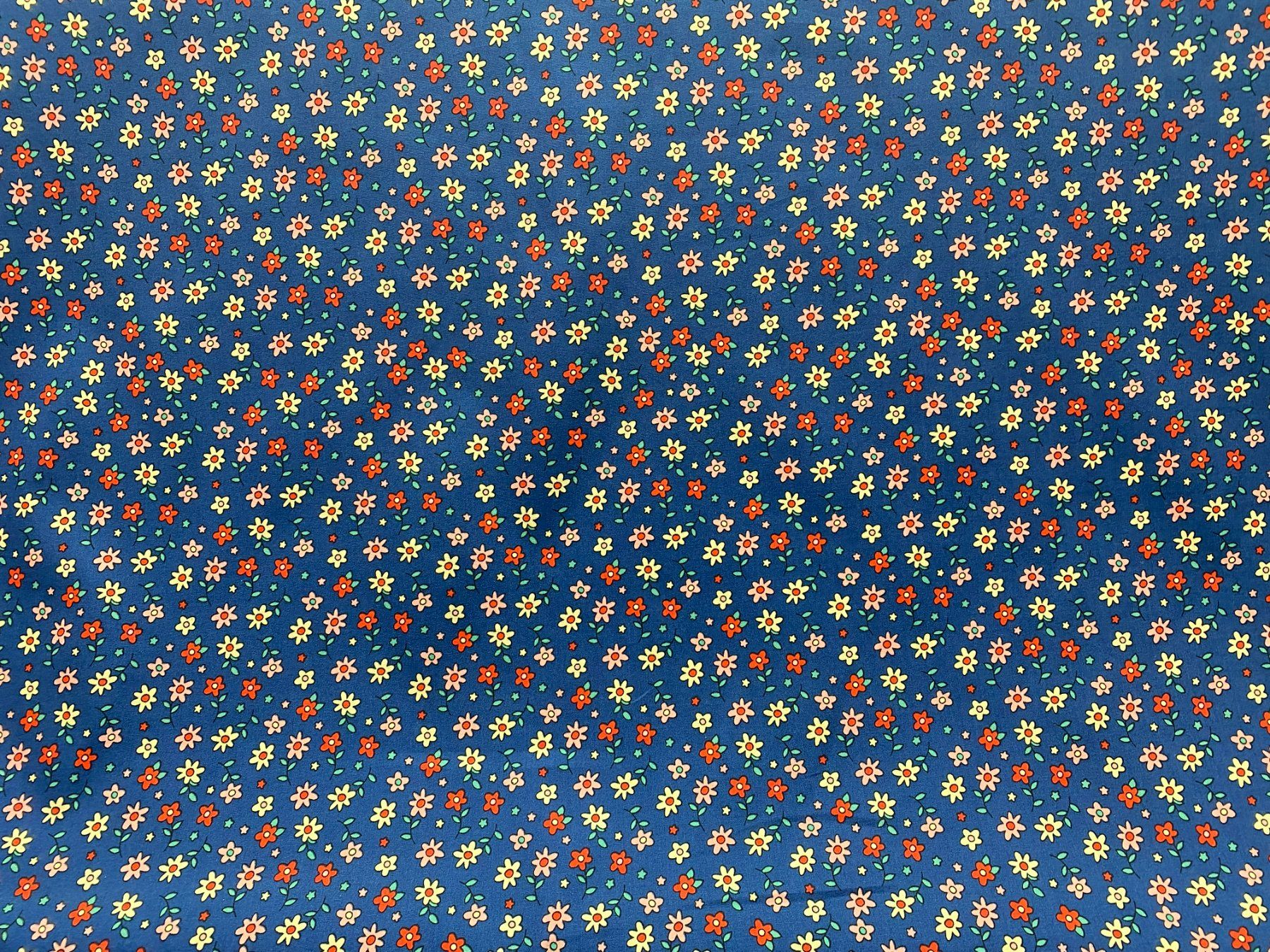 Tessuti: Tissu coton bleu imprimé fleurs – Nuovo e nell'imballaggio originale da Préverenges venduto da mam_629h