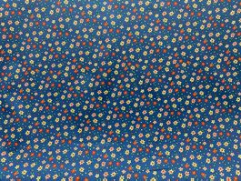 Tissu coton bleu imprimé fleurs