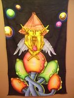 Airbrush Baumwoll-Deko-Tuch 110x190cm - Gnom auf Pilzen