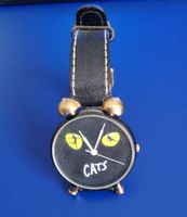 Armbanduhr CATS Motiv schwarzes Lederarmband guter Zustand