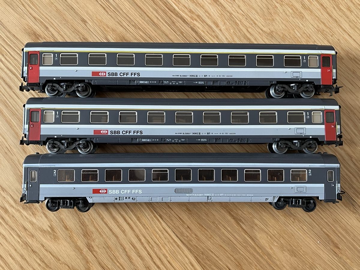 Märklin Modellini di ferrovie: 3x SBB EC Wagen Märklin – Usato da Basel venduto da Re620_11627 1