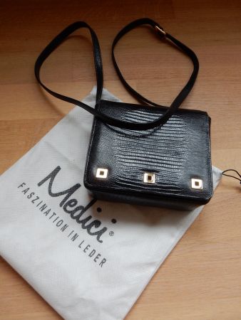 Medici: Tasche edle Abendtasche schwarz Leder wie NEU +Hülle