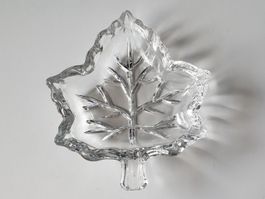 Cendrier vintage en verre en forme de feuille🍁🍂