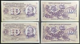 SCHWEIZ 10 Franken 7.2.1974, 5. Serie AUFEINANDERFOLGENDE
