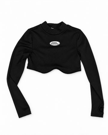 Damen Crop Top schwarz  Langarm sehr guter Zustand