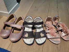 3 x Glitzer Sandalen Ballerinas pink blau Blumen grösse 28