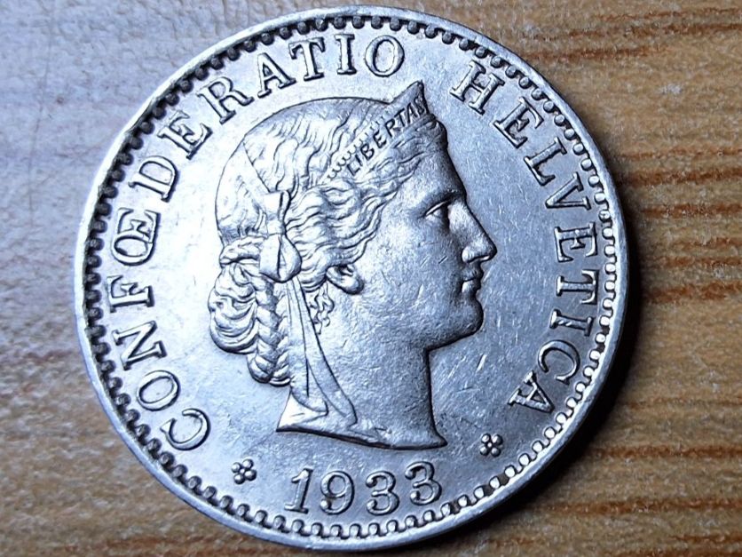 Tutti le monete: 20 Rappen 1933 - fast vorzüglich! – Usato da Münchenstein venduto da purbach1 6