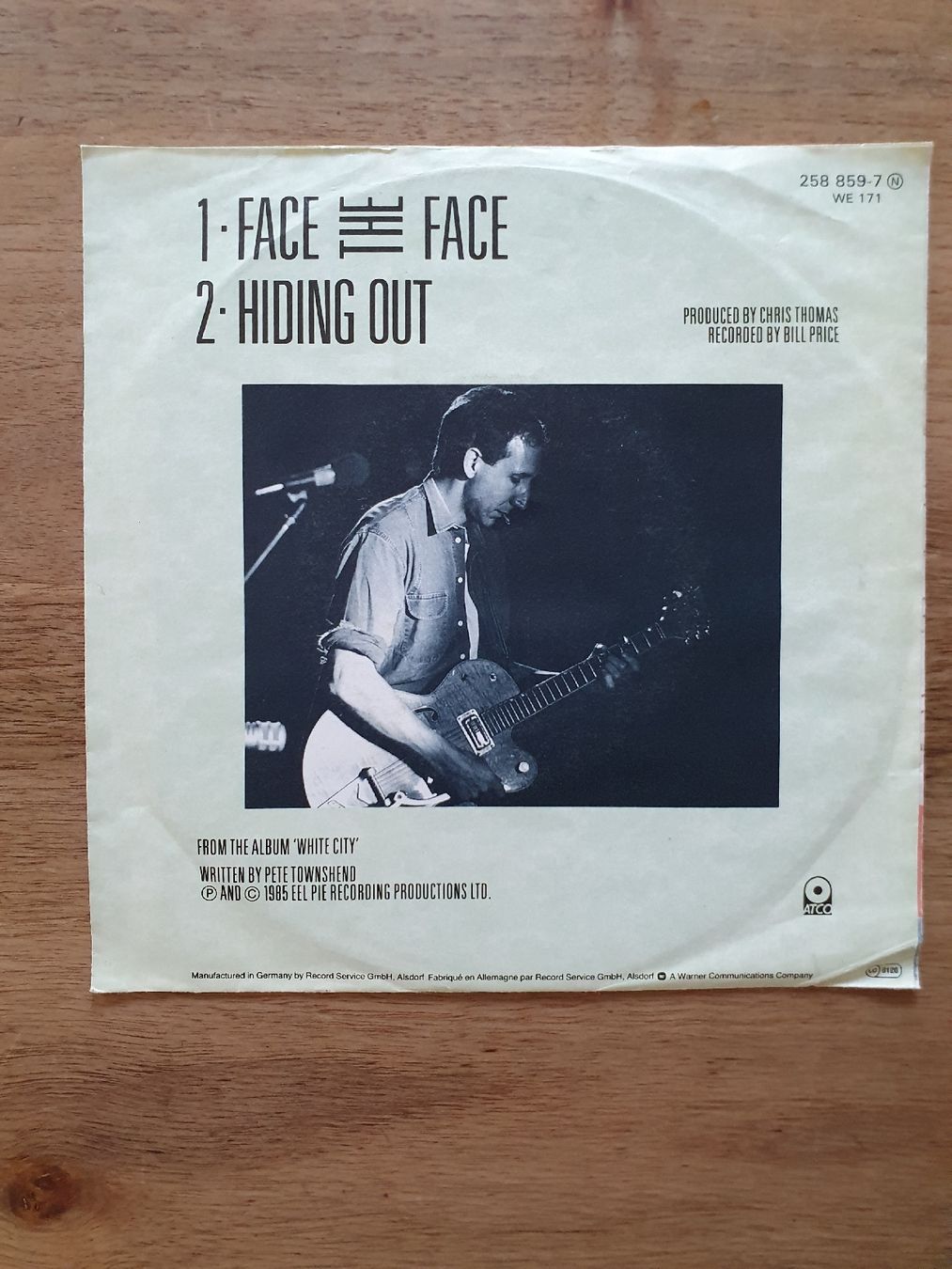 Schallplatten: Pete Townshend Face The Face 7" Vinyl Single 1985 – Gebraucht aus Sirnach von dimitri1963 1
