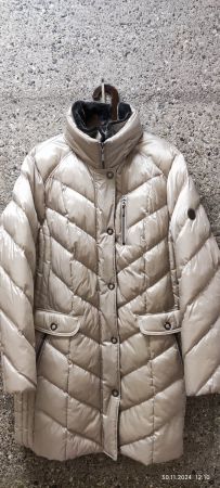 Barbara Lebek Winterjacke + Kaputze Gr. 46 beige Fellkragen
