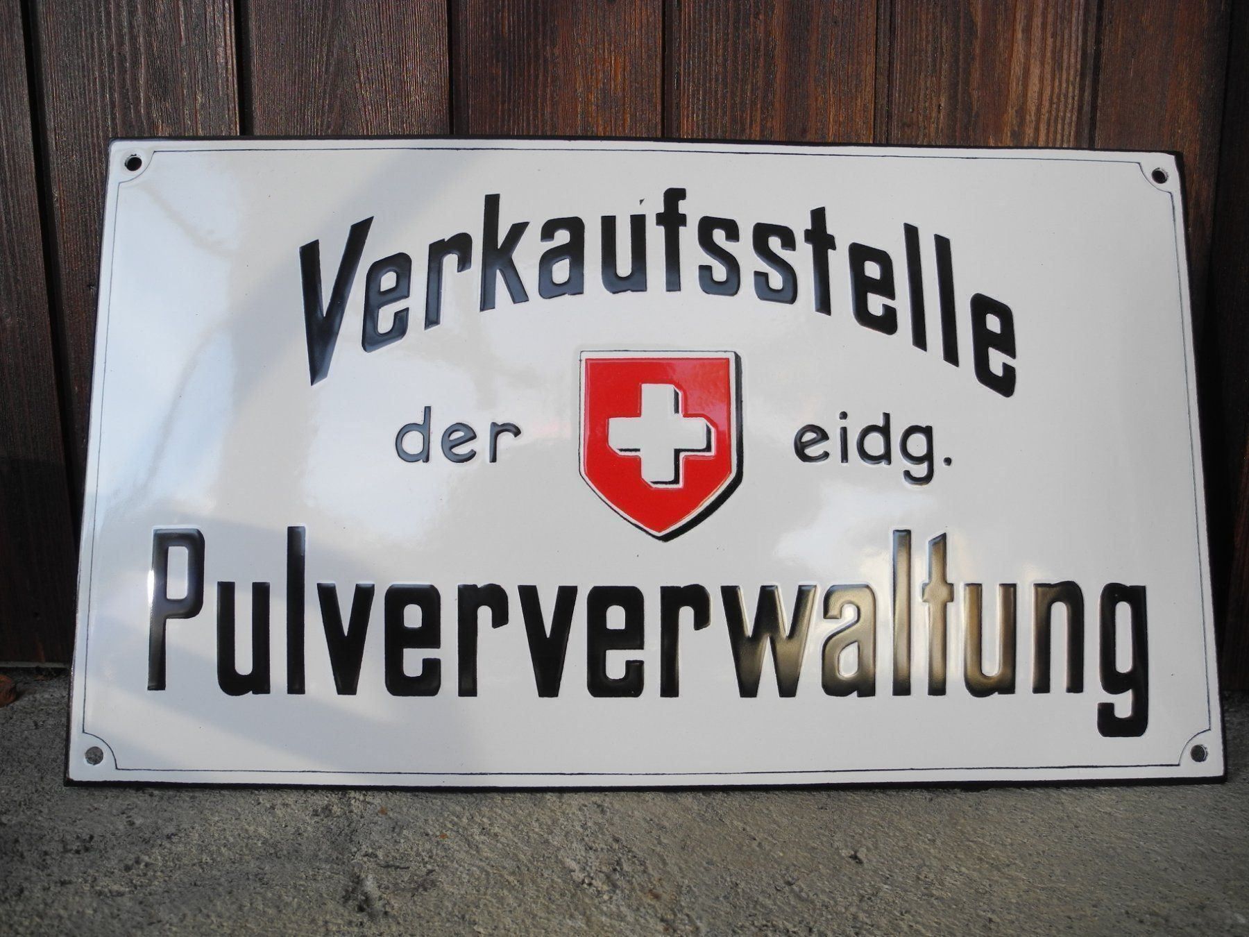 Insegne: PULVERVERWALTUNG EMAILLESCHILD – Nuovo (secondo la descrizione) da Reinach AG venduto da Huckleberrysix