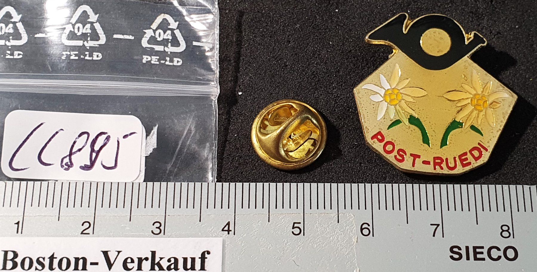 Placchette & Badge: CC895 - Pin Posthorn Post - Ruedi  Edelweiss – Usato da Reinach BL venduto da Boston-Verkauf 1