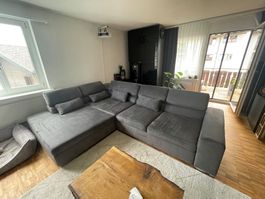 Ecksofa anthrazit Stoff - L Sofa 280x220cm