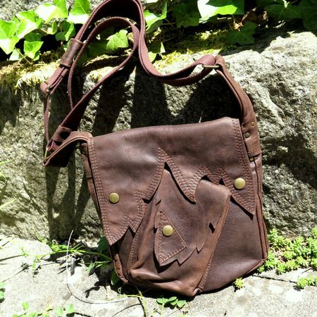 robuste Umhängetasche Vintage Rindsleder, Damen und Herren