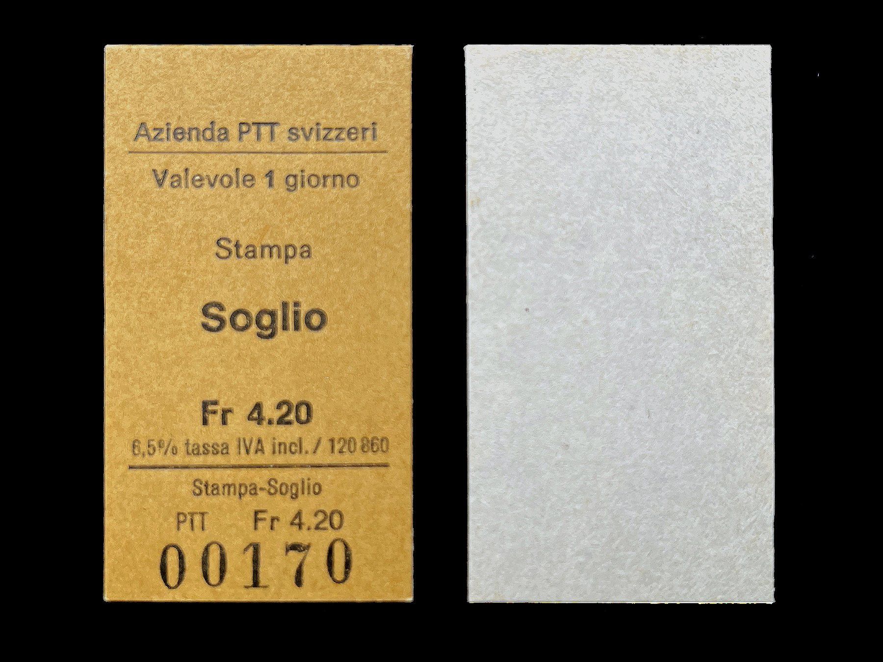 Biglietti: Stampa Soglio Postauto Edmondsonsches Billett Karton – Nuovo (secondo la descrizione) da Bern venduto da AWiBe