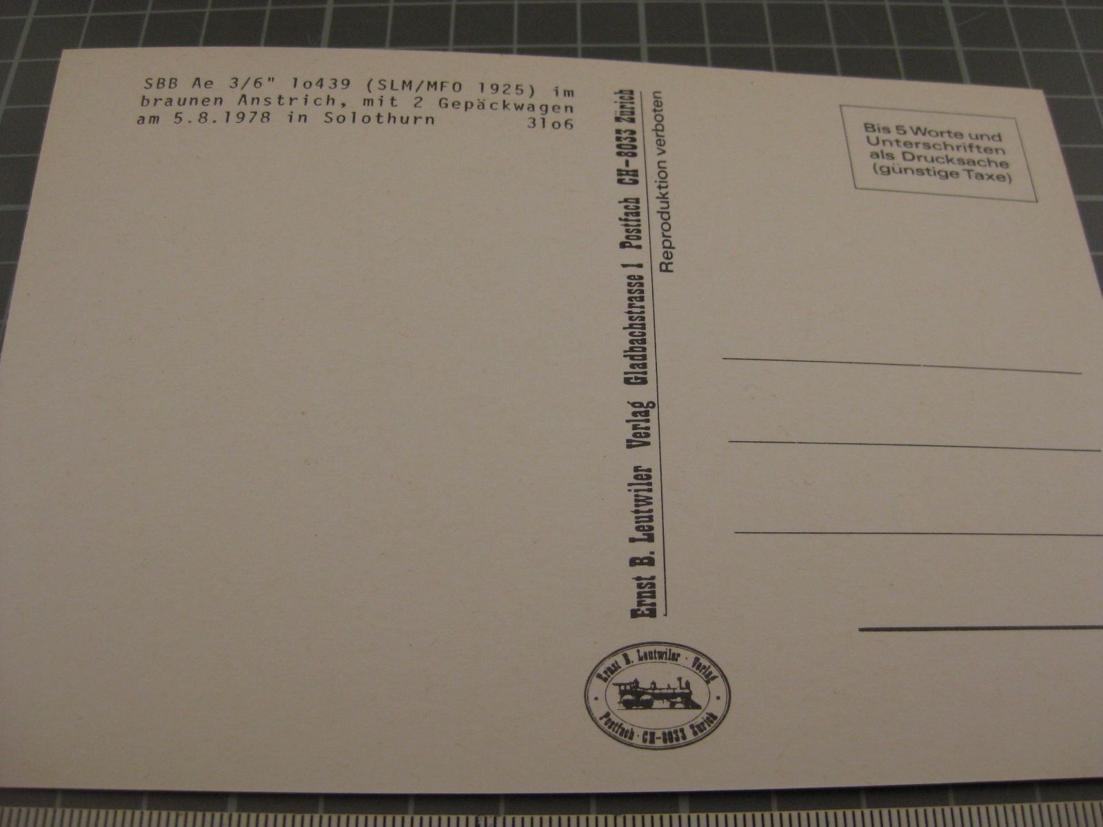 Cartoline postali: SBB Oldtimer Lok in Solothurn – Usato da Malters venduto da Marosko 1