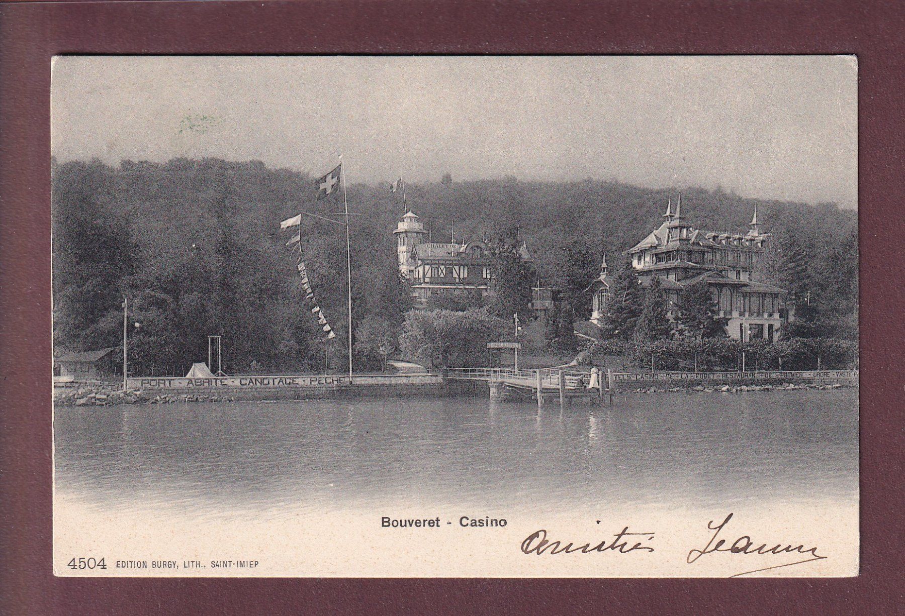 Ansichtskarten: LE BOUVERET - Casino - 1904 – Gebraucht aus Pully von nicecards