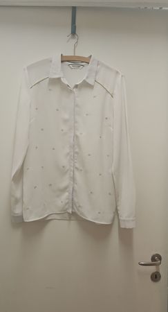 Damen weiße Bluse mit goldener Stickerei