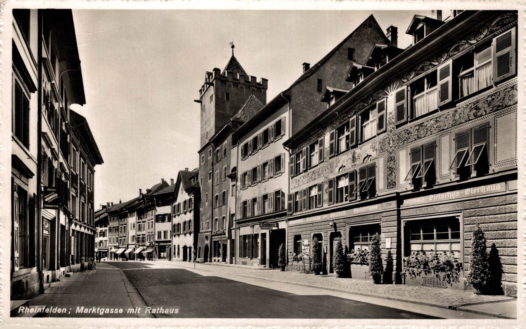 Cartoline postali: Rheinfelden. Marktgasse mit Rathaus – Usato da Bronschhofen venduto da Astore