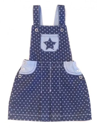 Latzrock 100% Baumwolle jeansblau mit Sternen Denim-optik