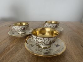 Vintage Bavaria Teetassen Set 3x Gold dekorativ