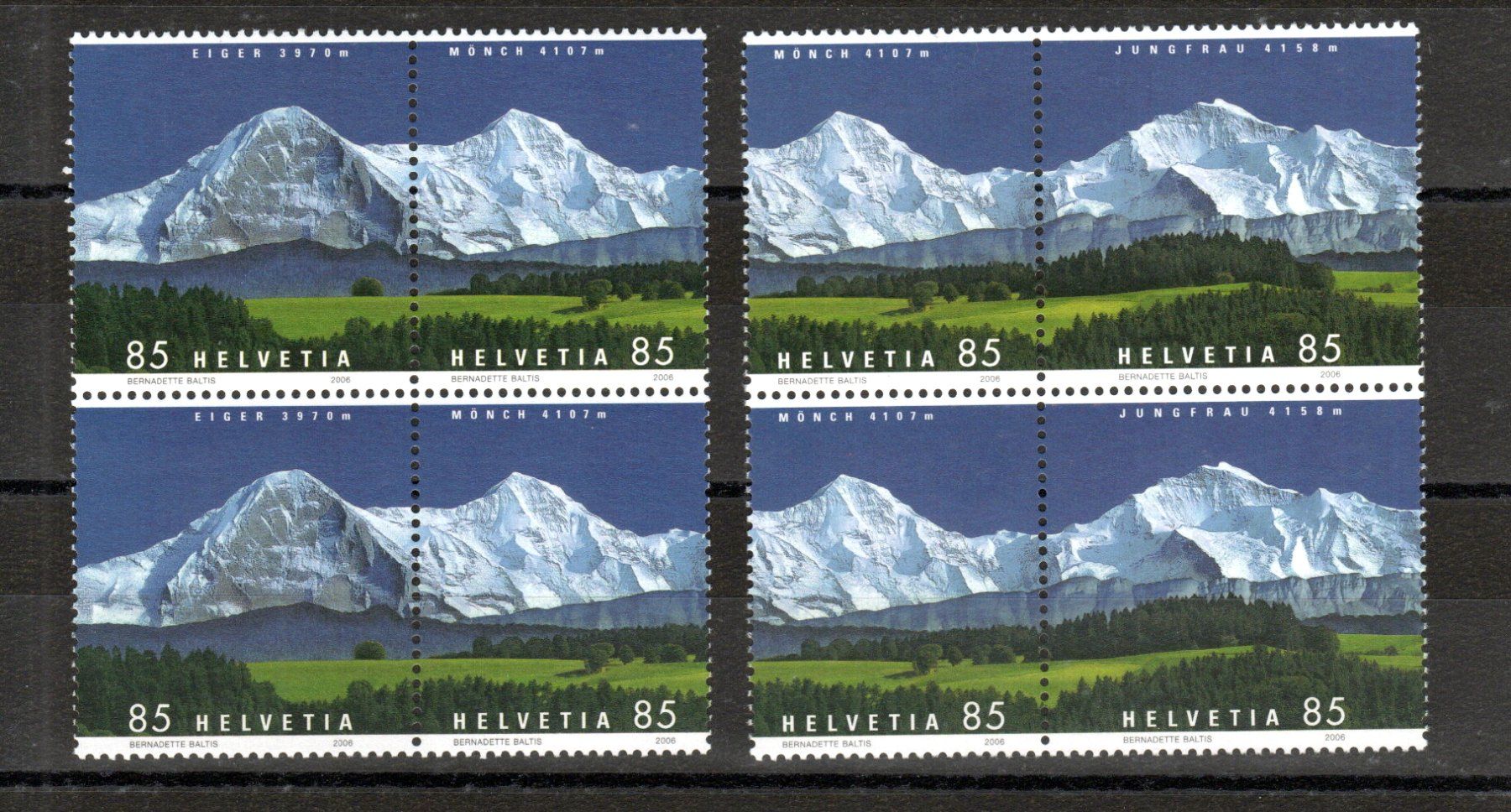 Tous les timbres: 2006 Bergpanorama Viererblöcke postfrisch – Neuf (Voir description) à Stein am Rhein par Huehnerhund