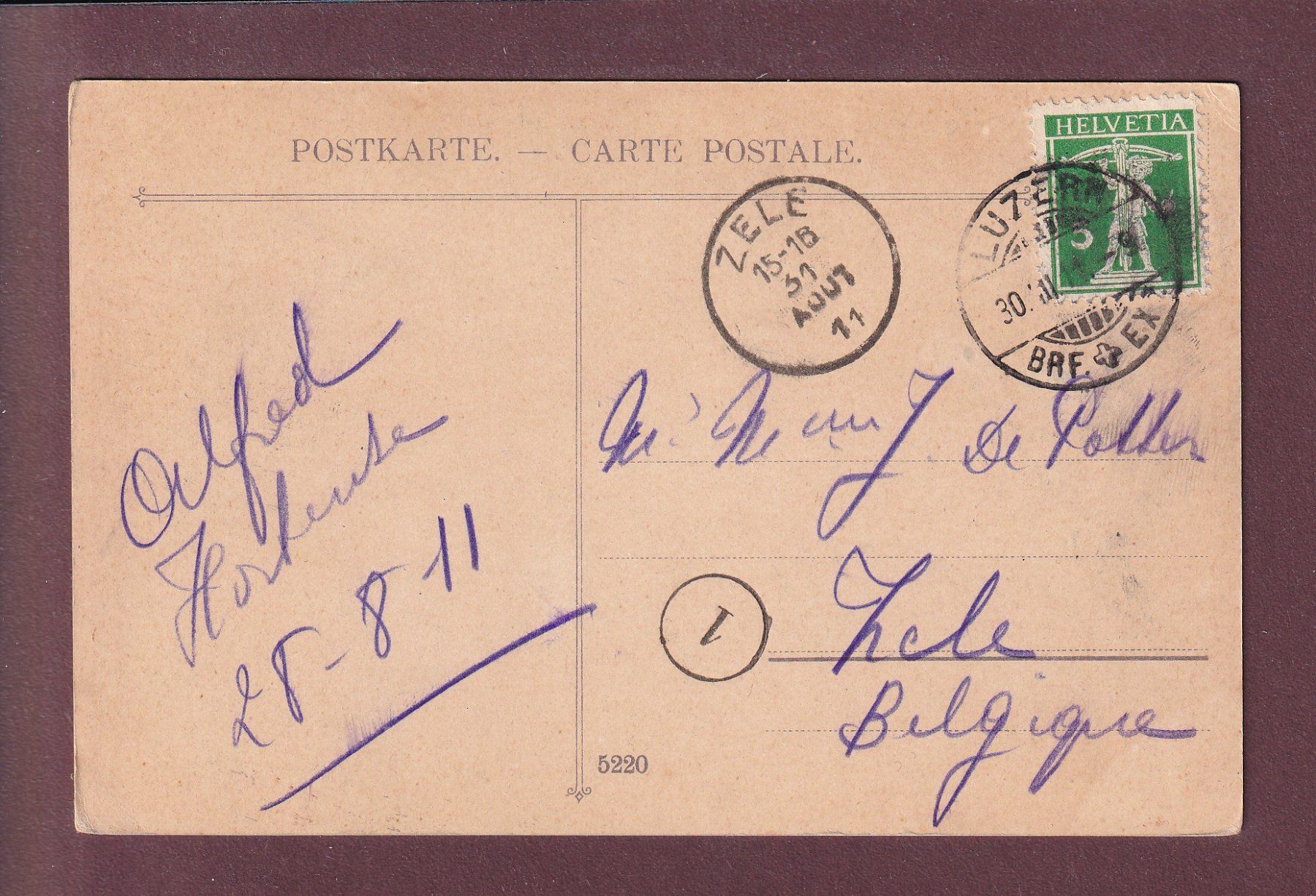 Cartoline postali: LUZERN - Kapellbrücke - 1911 – Usato da Pully venduto da nicecards 1