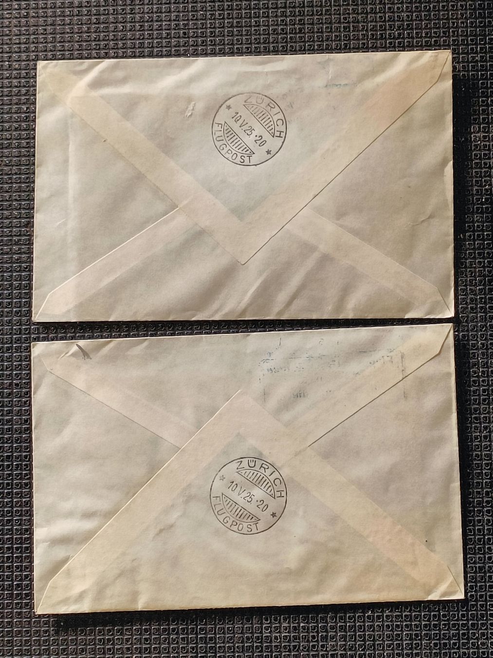 Alle Briefmarken: Zwei Flugpost Briefe mit Flugpost Vignetten Basel 1925 – Gebraucht aus Brugg AG von Ente015 1