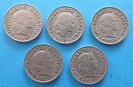 Münzen 5 Rappen 1927 - 1931